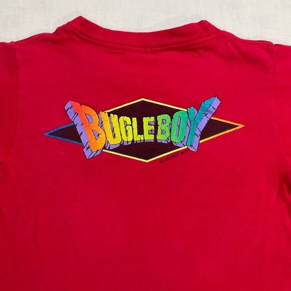 Vintage Bugle Boy 80s 90s Boys Tee Shirt AOP Logo Size 8 - Picture 7 of 8
